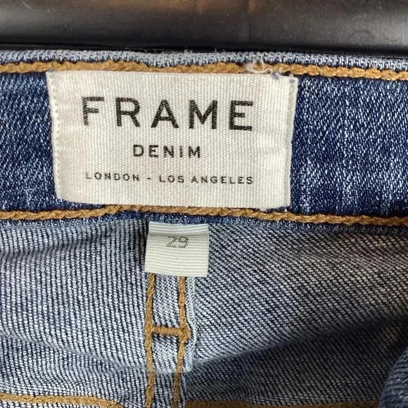 Frame Le Nouveau Straight Split Front Raw Hem Ankle Jeans In Sheffield Size29 - Picture 7 of 13